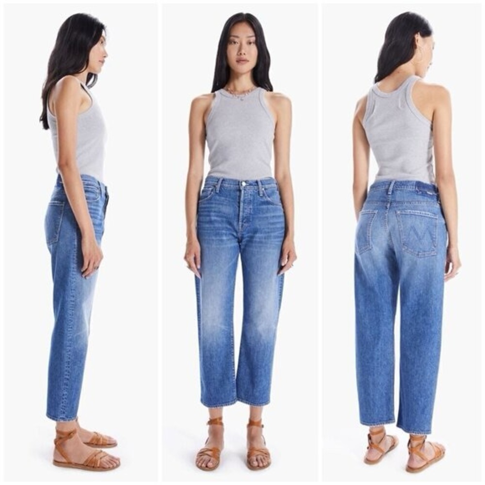 MOTHER The Ditcher High Rise Cropped Jeans in Running With Scissors - Size 25